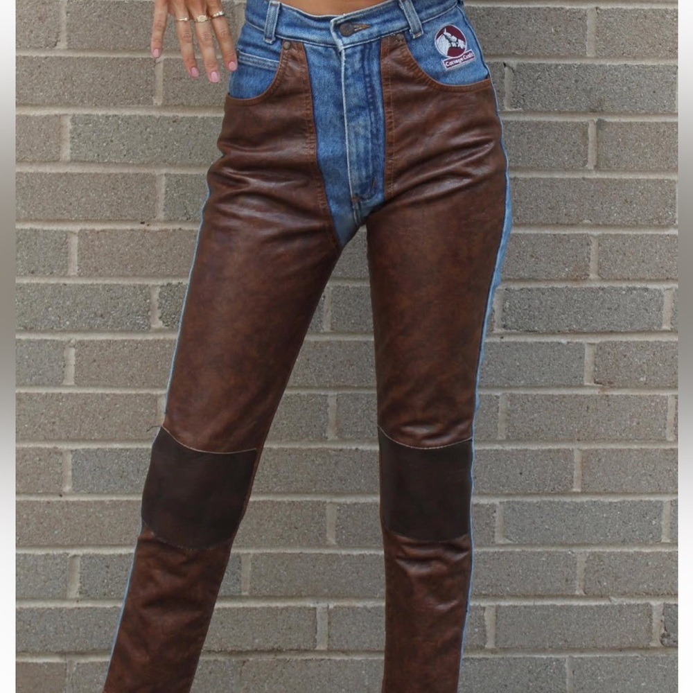 Vintage High Rise Jeans in Brown and Blue